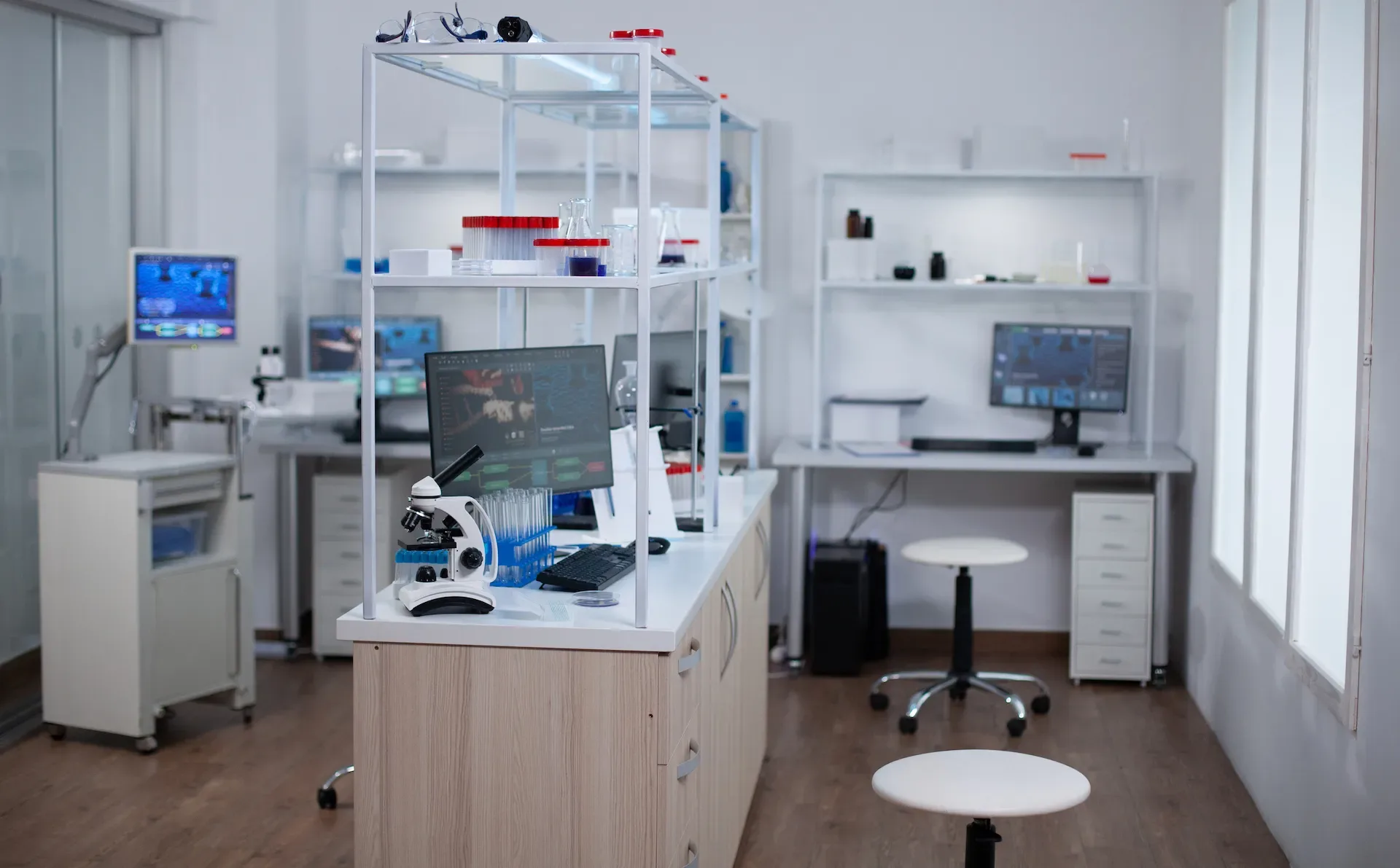 Interior of modern science laboratory with no peop 2023 11 27 04 53 26 utc